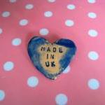 Made In Uk Or Wales - Heart Brooch / Pin / Button..