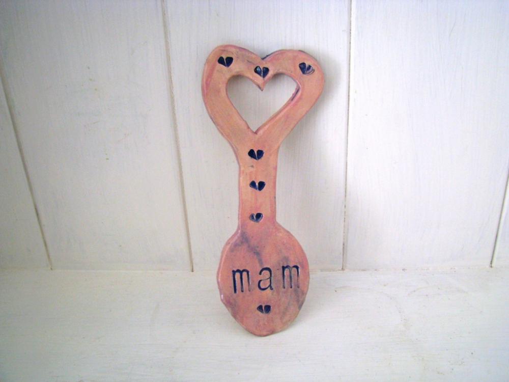 Mam Ceramic Lovespoon. Made In Wales, Uk. Ready To Ship.