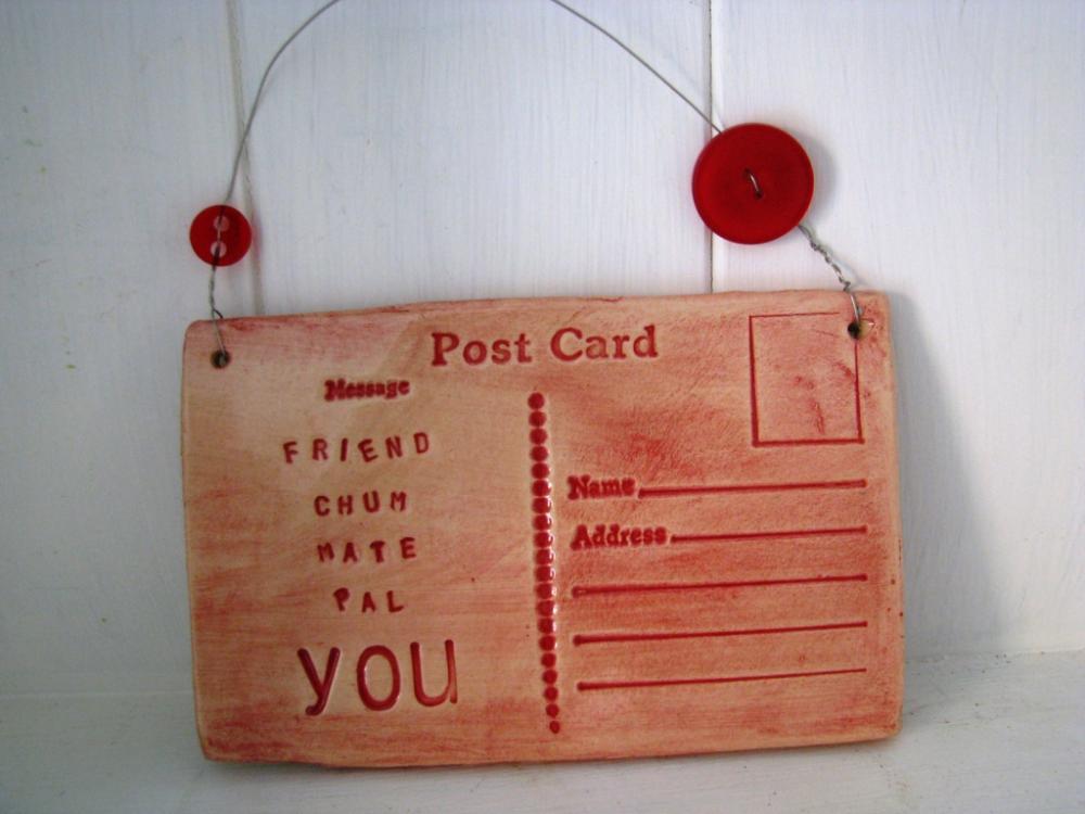 Friend Postcard Handmade Ceramic. Made In Wales, Uk. Ready To Ship