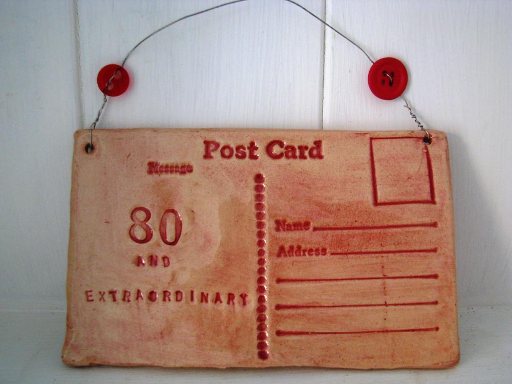 80 And Extraordinary Ceramic Postcard - Handmade In Wales, Uk. Ready To Ship.