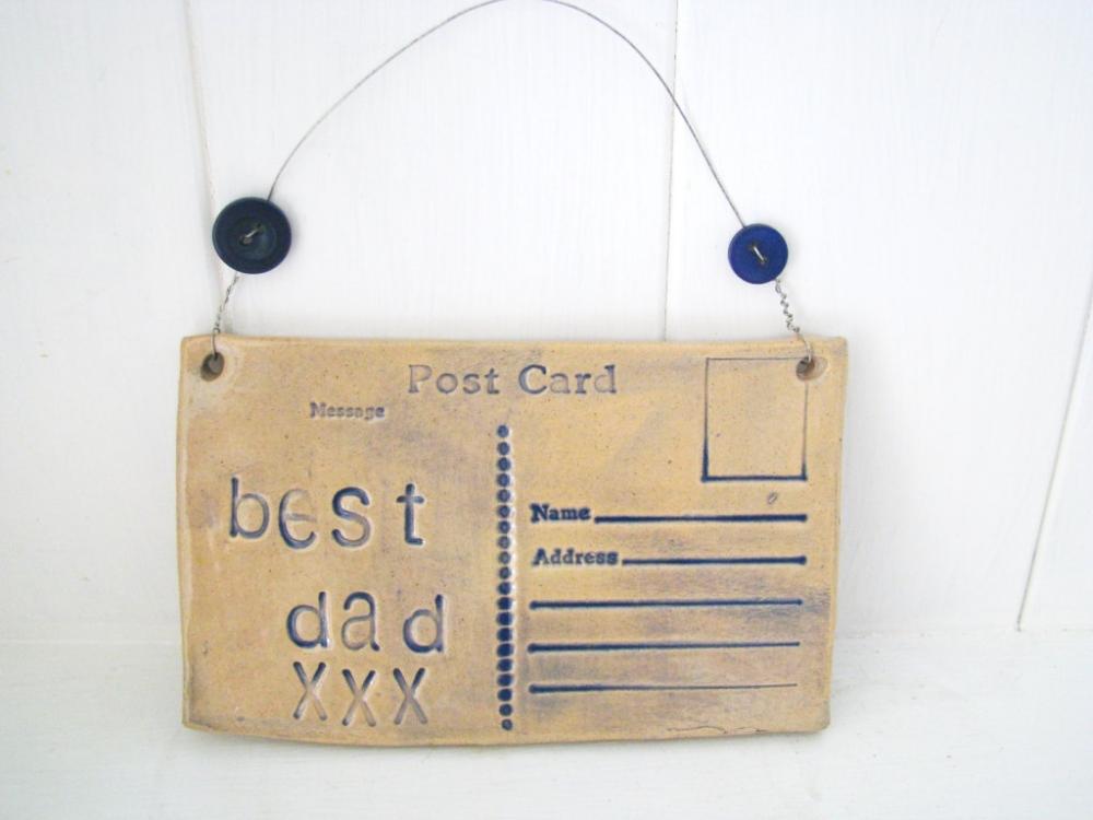 Dad - Ceramic Postcard With Vintage Buttons. Fathers Day. Made In Wales, Uk. Ready To Ship.